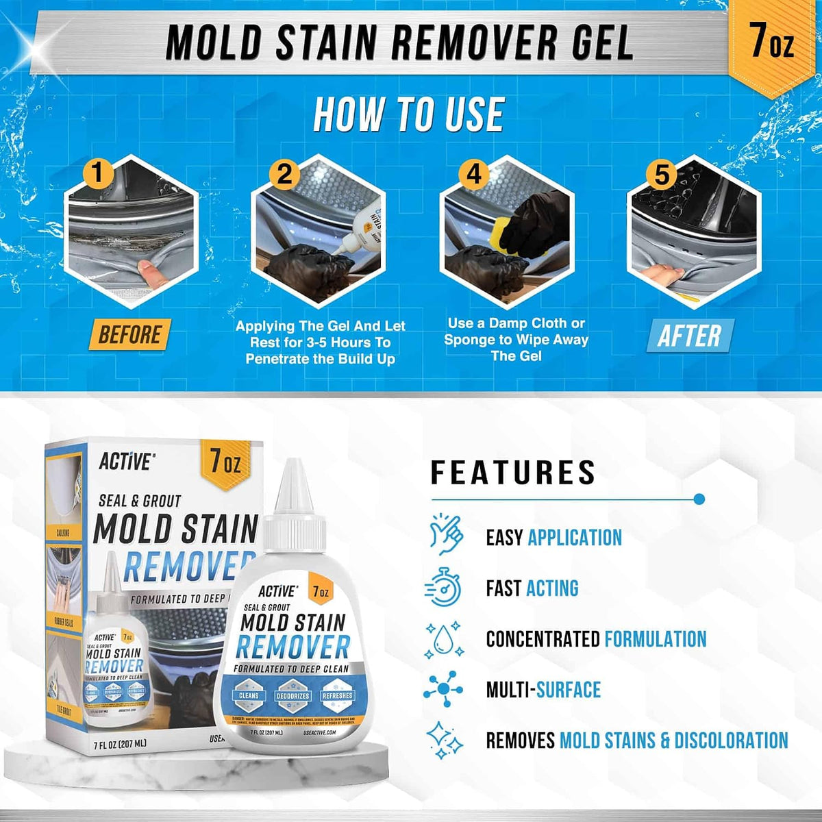 Mold & Grout Stain Remover Gel